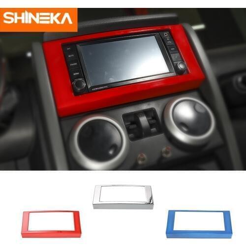 SHINEKA Interior Mouldings For Jeep Wrangler JK 2007-2010 Car Dashboard Navigation CD Panel Decoration Frame Sticker Accessories