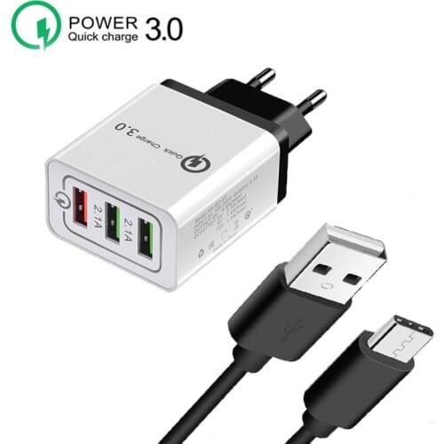 EU Plug QC 3.0 Travel Fast Charger For Huawei Honor 7A 7C 8A 6C Pro 5A 6A 6X 7X 8X 8S P8 P9 Magnetic Cable Micro USB Data Wire
