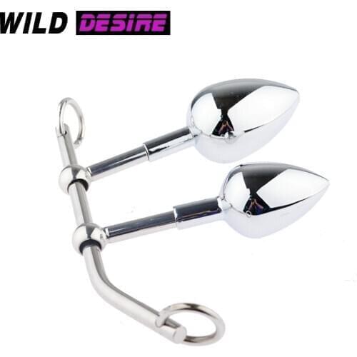 Steel Chastity Belt Rope Hook Butt Plug For Women Locking Chastity Belt Anal Sex Toy Female Anal Vagina Double Ball Anal Plug 18