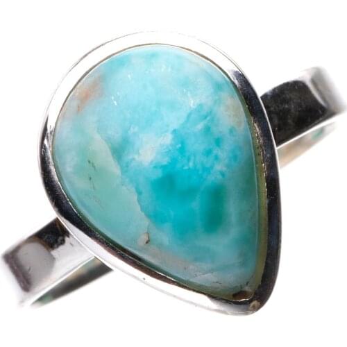 StarGems Natural Caribbean Larimar Handmade 925 Sterling Silver Ring 8.25 E2878