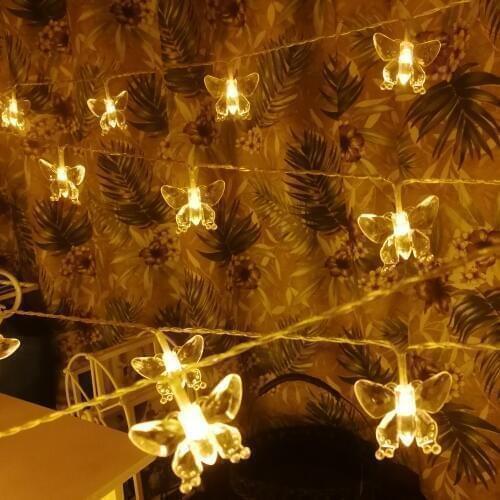 LED Butterfly Fairy Christmas Lights String Battery Operated Indoor For Bedroom Festoon New Years Garland Party Decoration