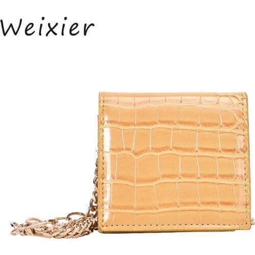 WEIXIER Pu Leather Crossbody Bag For Women Female Mini Chain Shoulder Bags Ladies Small Handbags and Purses Simple Style V3-89