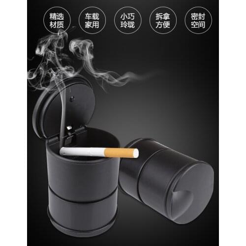 1Pc Car Ashtray Cigar Garbage Coin Storage Cup LED Flame Retardant Vehicular With Anti-skid Pad Blue Lights Safe Practical