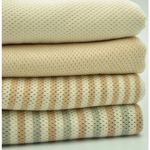 Organic Knitted Mesh Fabric100% Natural Cotton Stripe 195 cm width 150 grams for summer 10 meters small wholesale NC10
