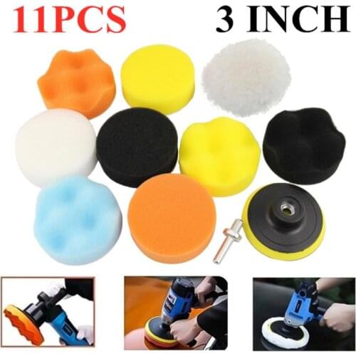 10Pcs/Set 3 Inch Multifunction Car Pads Polishing Buffer Tool Set For Car Polisher Drill Sponge Kit Set Waxing Foam Waxing Tools