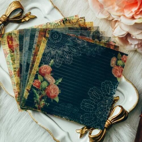 10pcs Vintage Flowers Vellum Paper Stickers for Scrapbooking Happy Planner/Card Making/Journaling Project