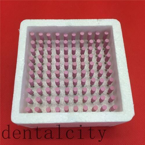 100pcs cylinder Gravel Ceramic thick Mounted Point Burs Polisher 2.35mm Dental Lab Equipment