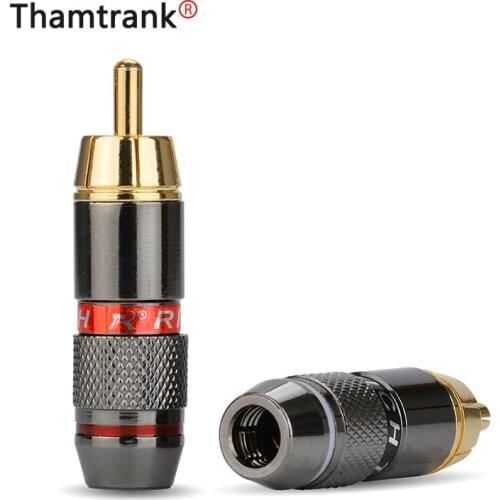 12pcs/lot RCA Plug Male Connector High Quality Gold Plated Soldering Plug Speaker Cable Wire Connector 6 Pairs Red+Black