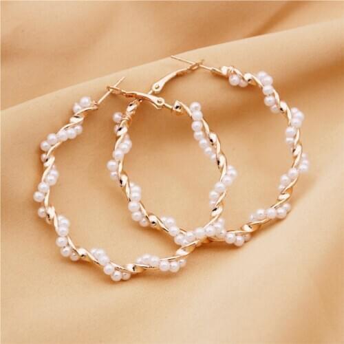 2020 New Fashion Earrings for Women Luxury Handmade Pearls Big Round Earring Jewelry