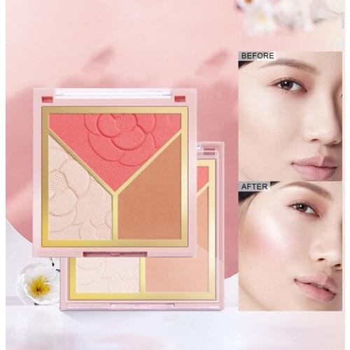 3 Colors Face Blush Palette Natural Powder Makeup Brightening Lasting Durable Colors Blush Pigment Cosmetic