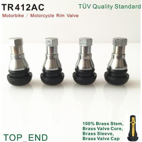 4pcs/set,Free Shipping,TR412AC,Motorbike / Motorcycle Rim Valve,Tire Valve,Brass Stem,Brass Valve Core,Brass Sleeve and Hex Cap