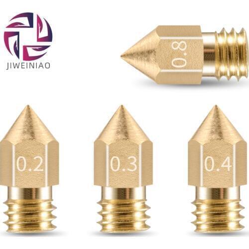 5pcs/lot MK7 MK8 Nozzle 0.4/0.3/0.2/0.5mm 1.75&3.0mm Filament 3D Printers Parts Extruder Threaded Copper Head Brass Nozzles Part