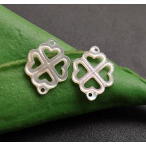 50pcs/lot 12x16mm Natural Hollow cut Flower pearl MOP Clover cut Mother of Pearl Shell Beads for DIY Earrings