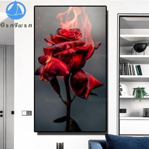 5d Diy Diamond Painting fire red rose painting full square round drill diamond embroidery mosaic large Valentines Day present