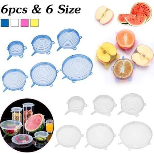 6pcs Silicone Food Cover Reusable Stretch Lids Universal Food Cover Food Fresh Keeping Stretchy Kitchen Cookware silicone cover