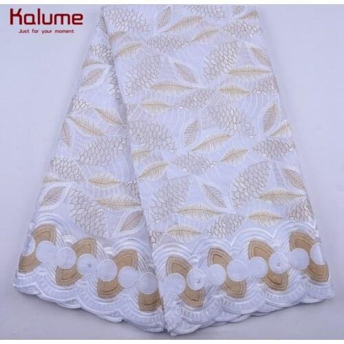 Kalume African Swiss Cotton Lace Fabric Embroidery Swiss Voile Lace In Switzerland With StonesFor Nigerian Sewing Party F2129