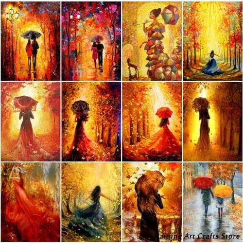5D Diy Diamond Painting Woman Umbrella Embroidery Full Drill Rhinestones Cross Stitch Kits Landscape Mosaic Pictures Home Decor