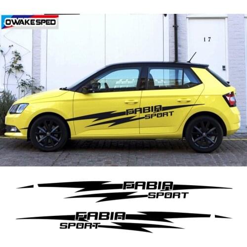 Car Door Side Sticker Flash Graphics Vinyl Decals For Skoda-Fabia Racing Sport Styling Auto Body Decor Stickers