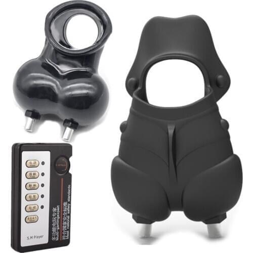 Scrotum Bondage Sleeve Electri Shock Medical Themed Toys Scrotum Squeeze Chastity Cage Sex Stretcher Enhancer Sleeve for Men G22