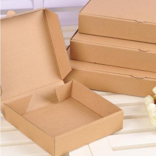 Free Shipping 100pcs/lot Kraft Pizza Box Blank No Printing Party Food Packaging Box (6" 7" 8" 9" 10")/ Can Customized LOGO SN