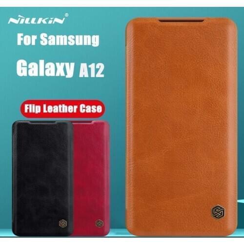 Case for Samsung Galaxy A12 A 12 S20 Leather Case Nillkin QIN Series Cover Bag Protective Flip Cover With Retail Package