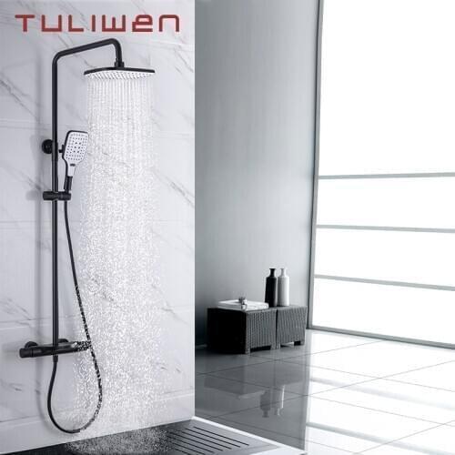 Black Bathroom Shower Mixer Tap Black Rainfall Shower Faucets Set Bathtub Shower Mixer Faucet