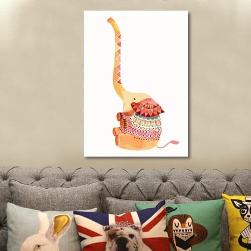 DIY oil painting by numbers naughty elephant cute Cartoon animals Parent-child activity drawing gift for kid