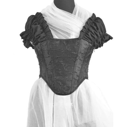 2021NEW retro embroidery fish-bone corset top