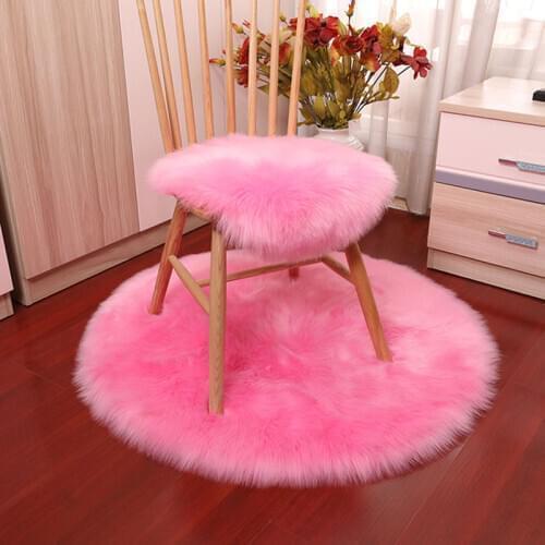 Sholisa Faux Fur Area Rug Fluffy Carpet Round Shape 6cm Pile Fluffy Carpet for Living Room Bedroom Sea Set Home Deco