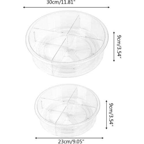 Round Clear Rotation Cabinet Organizer with Dividers Turntable Container Rack E8BD