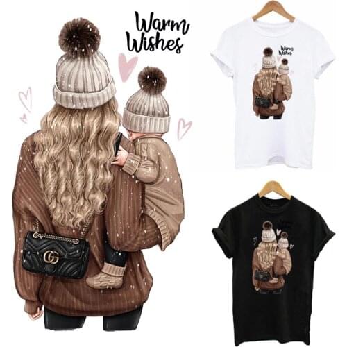 Loving Mom&Son Patches Iron On Transfer For Clothing DIY Washable T-Shirt Hoodies Thermal Heat Transfer Sticker On Clothes Decor