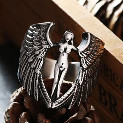 Fashion New Open Vintage Angel Wing Design Ring gothic wholesale mens rings whole sale halloween rings