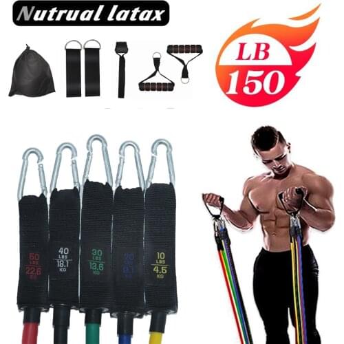 Resistance Bands Set Exercise Bands with Door Anchor Legs Ankle Straps for Natural latex Physical Therapy Home Workouts