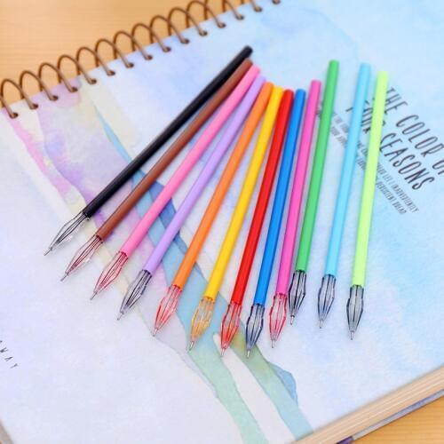 12 color Kawaii Diamond head Gel Pen set cute Signature Pen Escolar Papelaria School Office Supply Promotional Gift