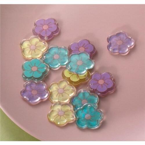 New style 40pcs/lot 22mm color flowers pattern cartoon acrylic florals shape acrylic beads diy jewelry earring/garment accessory