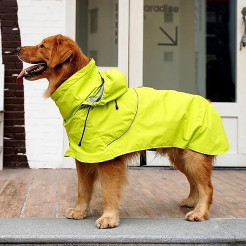 New Waterproof Nylon Cloth Large Dog Raincoat High Collar Raincoat adjustable Medium Detachable Cap Golden-haired Dog