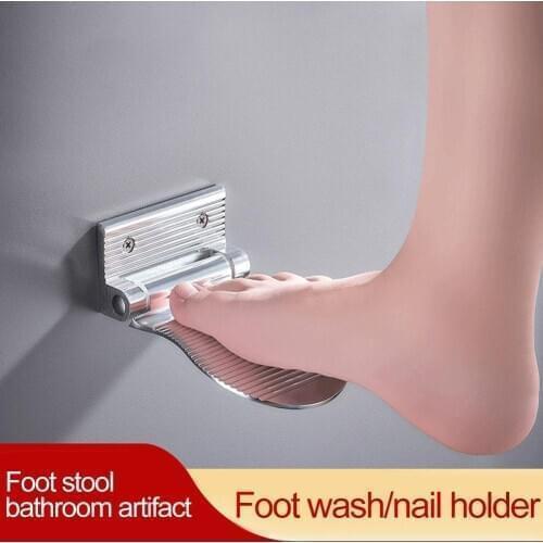 Bathroom Shower Pedal Foot Rest Step Aid Grip Holder Shaving Leg Wash Pedal Step Suction Cup Anti-slip Aluminum Shower Step