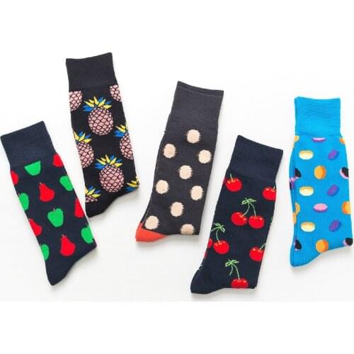 Peonfly Happy Funny Cute Harajuku Novelty Cotton Ankle Cherry Pineapple Cartoon Fruit Men Short Socks