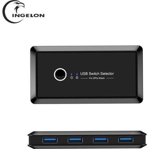 Ingelon USB KVM Switch Box USB 3.0 2.0 USB Switch Selector 2 Port PCs Sharing For mouse keyboard scanner printer KVM Switc