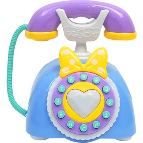 Plastic Electronic Vintage Telephone Landline Kids Pretend Play Early Educational Toy Birthday Gift