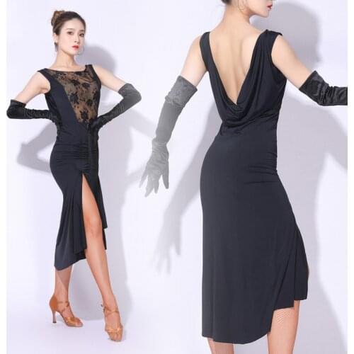 Sexy Latin Dance Dress For Lady Practice Wear Black Dresses Samba Costume Designer Clothes Dance Outfit Salsa Dance Wear JL2206