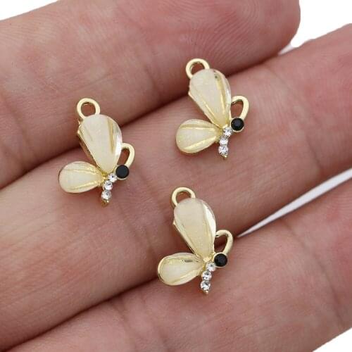 6Pcs Gold Color Crystal Butterfly Charm Pendant for Jewelry Making Earrings Bracelet Necklace Accessories DIY Findings