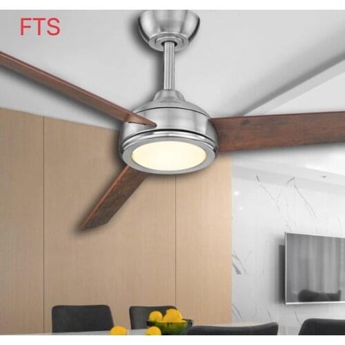 Modern solid wood remote control ceiling fan light living room dining room bedroom Nordic LED fan light household ventilation fa