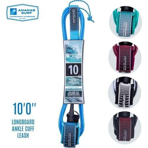 Ananas Surf Surfboard Leash 10 ft. 305 cm Ankle Cuff Foot Leg Rope Longboard SUP Safety 7mm TPU Release Double Swivels