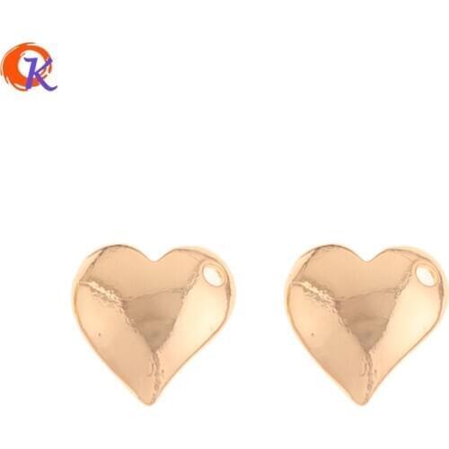 Cordial Design 50Pcs 10*10MM Jewelry Accessories/Hand Made/DIY Making/Heart Shape/Genuine Gold Plating/Charms/Earrings Findings