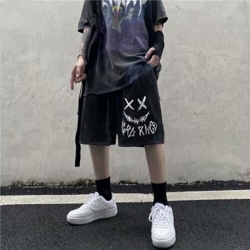 2021 Summer Harajuku Streetwear Iron Chain Pattern Jogger Shorts Men And Women Hip Hop Skateboard Shorts Elastic Waist Supersize