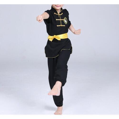 Unisex 9colors 100% cotton kids short sleeve kung fu uniforms tai chi suits children martial arts clothing