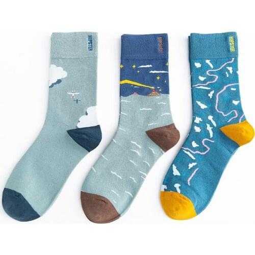 Unisex Painting Style Men Socks Women 100 Cotton Harajuku Colorful Full Art Socks Mens Harajuku Van Gogh Funny Winter Warm Sock