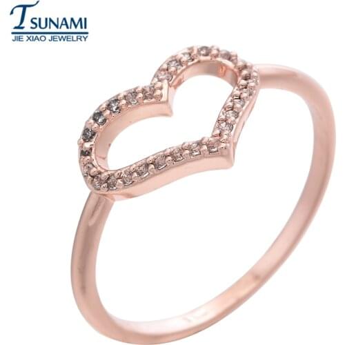 High quality heart-shaped rose gold zircon ring suitable for women/girls engagement jewelry Rg-002