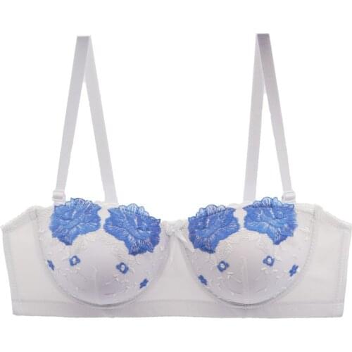 TJ-TianJun Women Sexy Embroidered C Cup Bra Big Size Gather Adjustment Lace Underwear Adjustable Detachable Shoulder Strap Soft